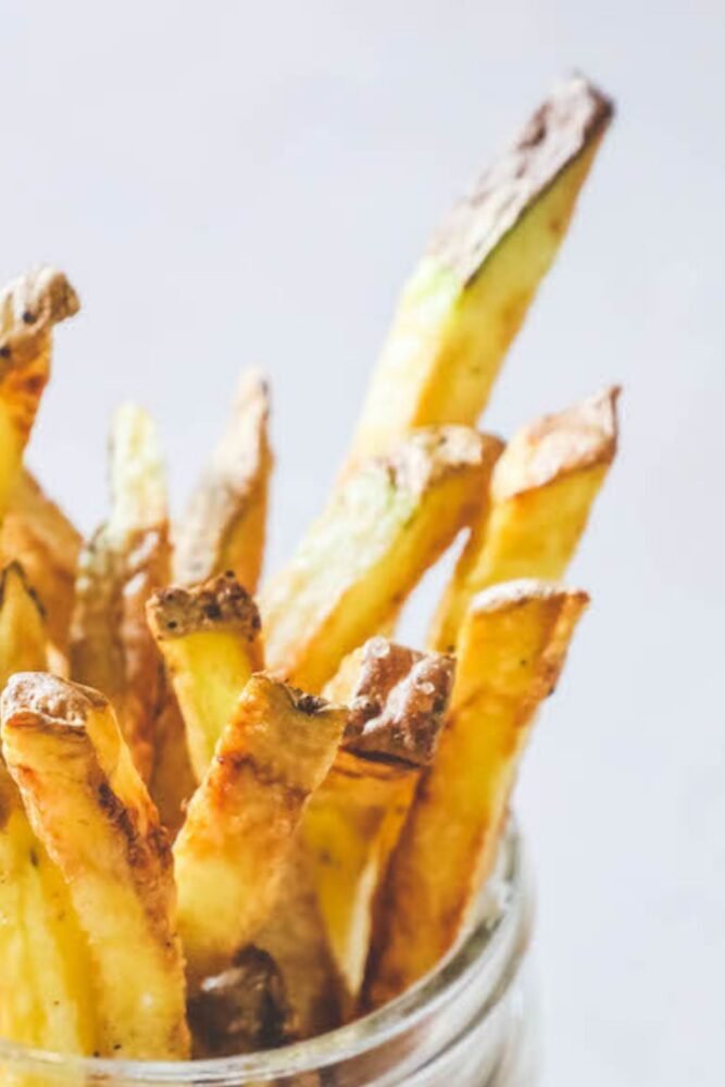 french fries in a glass jar