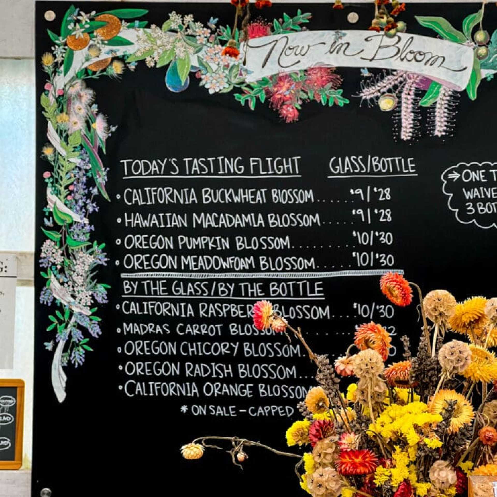 picture of heidrun meadery tasting menu 